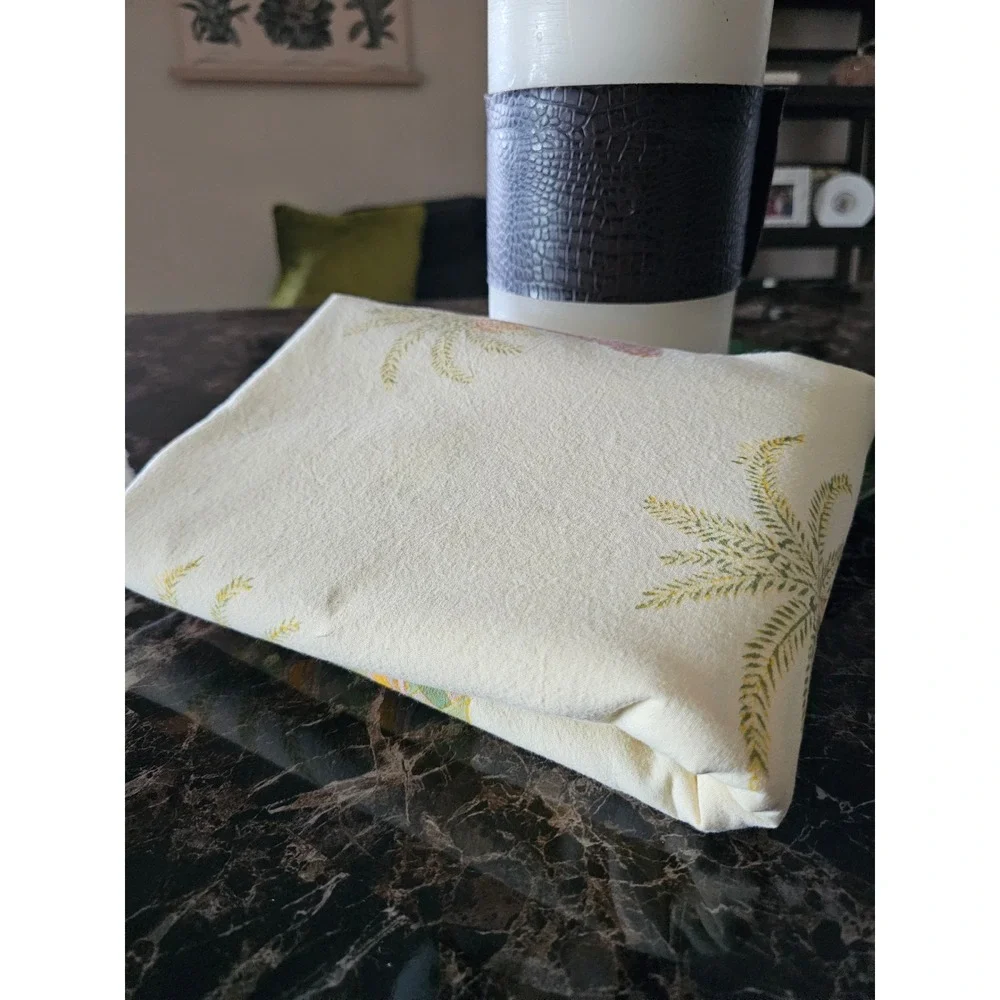 Couleur Nature Palm Tree Cotton Tablecloth 59x86 Rectangular Tropical Coastal